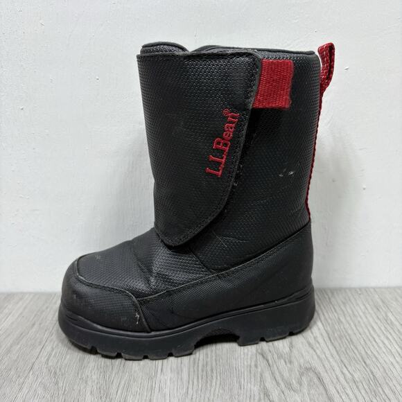 L.L.Bean Big Kids' Northwoods Snow Winter Boots Black Red Size 10 - Picture 9 of 9